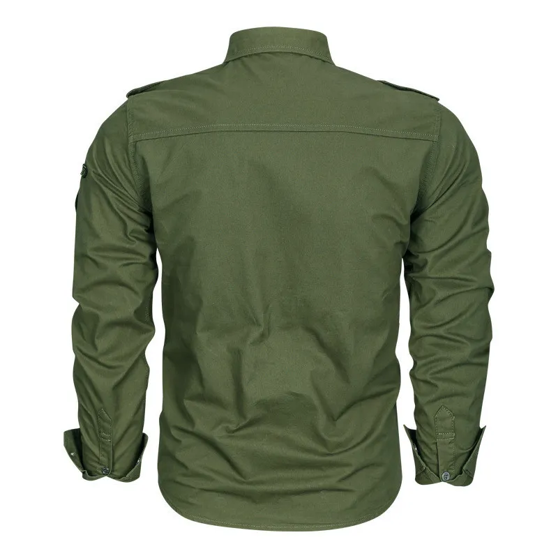 Moruance Män Casual Cargo Shirts med Epaulets Militärstil Taktik T-shirts Toppar Male Flight Bomber Clothing Plus Size M-6XL C1210