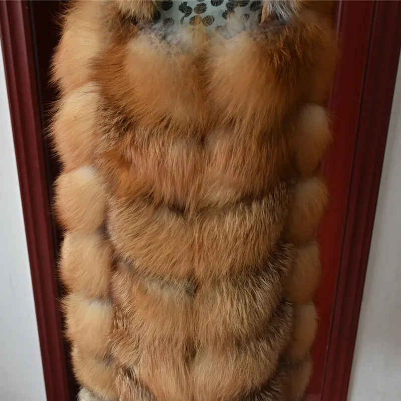 Inverno Gilet di pelliccia di volpe rossa femminile Reale lungo Donna Gilet di pelliccia di volpe rossa Gilet di pelliccia di volpe naturale lungo Spedizione gratuita 201212