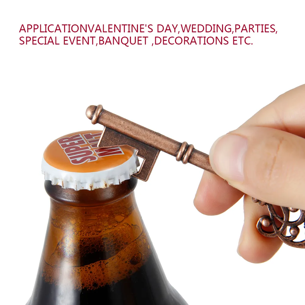 clé en métal ouvre-bouteille de bière anneau de vin porte-clés faveurs de fête de mariage accessoires de cuisine vintage cadeaux antiques pour les invités 201201