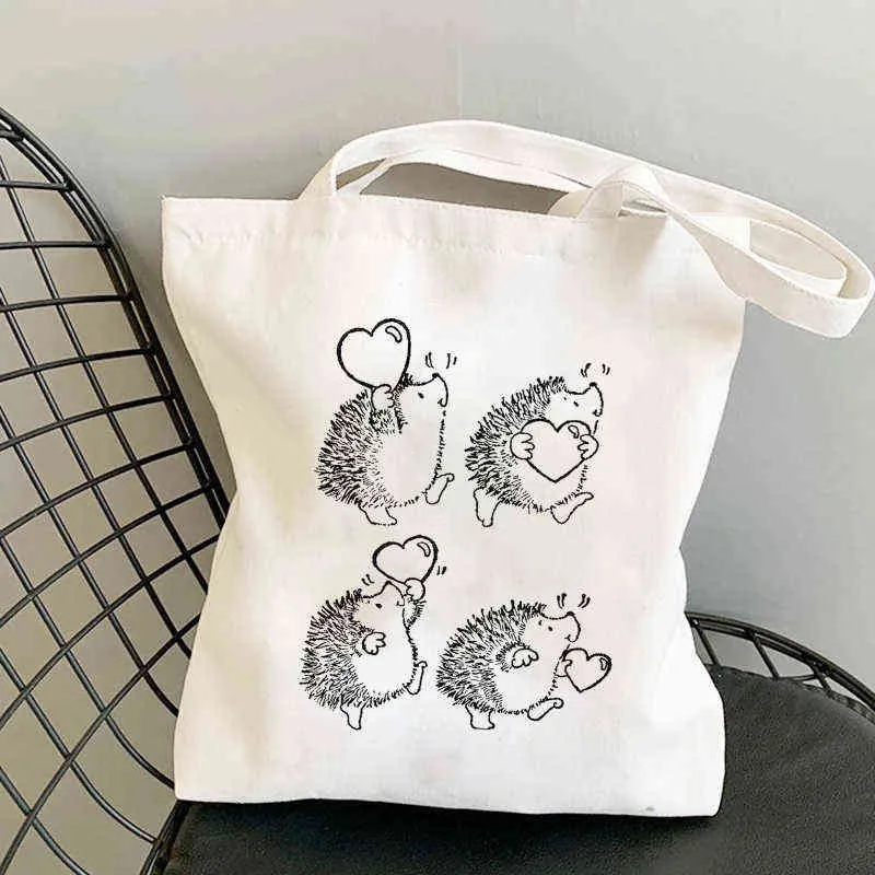 Nxy Shopping Bags Bolso De Hombro Lona Para Mujer Bolsa Compras Grand Capacidad Con Dibujos Animados Erizo Kawaii Manga La Playa 0209