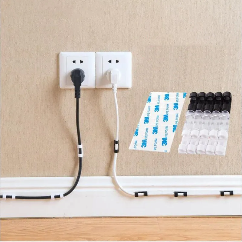 5 / Cable Organizer Clips Gerenciamento de Cabo Gerenciador de Fios Titular USB Carregamento Linha de Dados Bobbin Winder Wall Gancho Montado