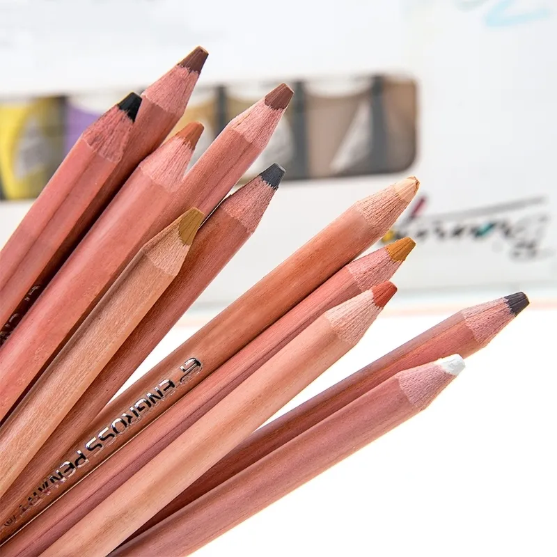 12 Uds. Lápices Pastel suaves profesionales tinte de piel de madera lápiz de color Pastel 201102