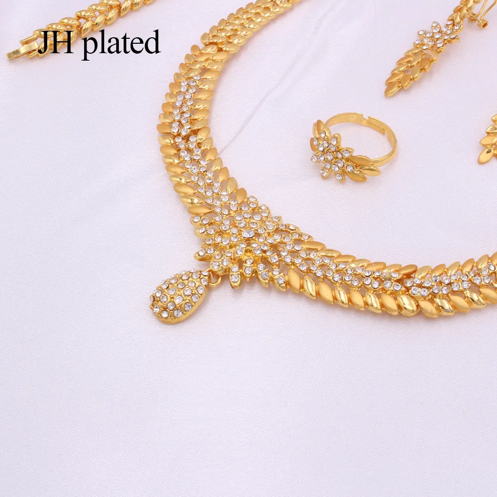 Jewelry sets for Women Dubai 24K gold color India Nigeria wedding gifts necklace earrings Bracelet ring set Ethiopia jewellery 201241S