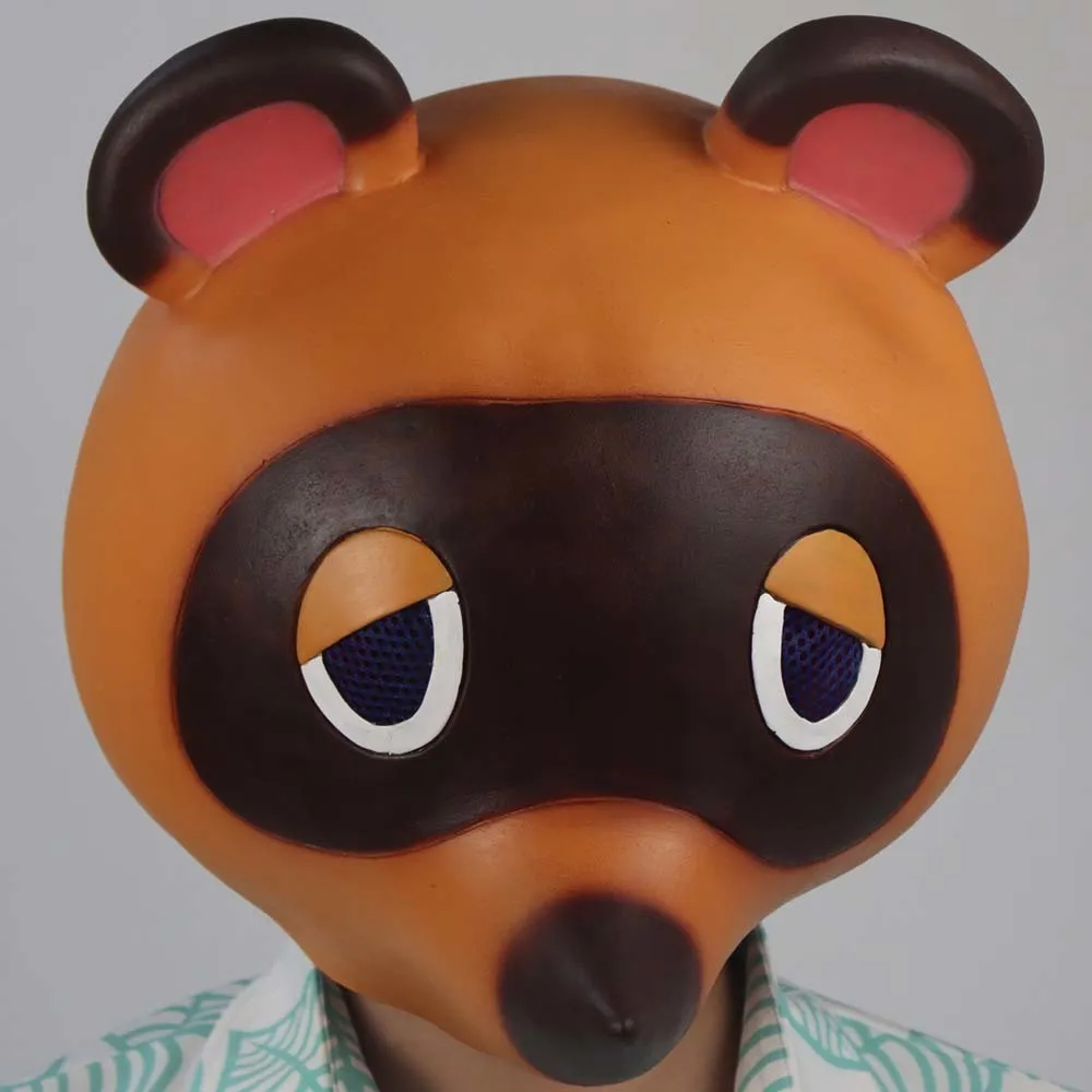 Animal Crossing Tom Nook Máscara Cosplay Bonito Leopardo Gato Máscaras de Látex Capacete Halloween Carnaval Masquerade Party Costume Adereços T200502399