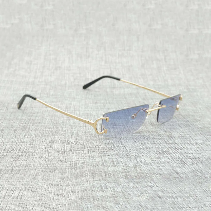 Lunettes de soleil Vintage fil sans monture lunettes femmes pour été luxe lunettes hommes lunettes cadre 7985066