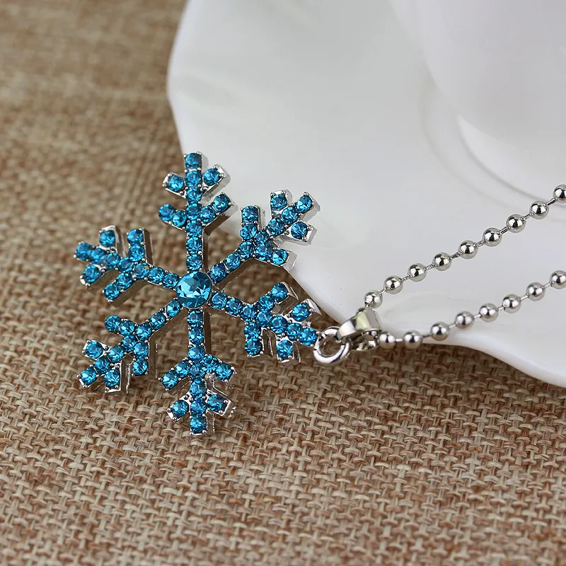 Capodanno regalo di Natale moda strass lucido fiocco di neve collana pendenti catena lunga collana gioielli donne