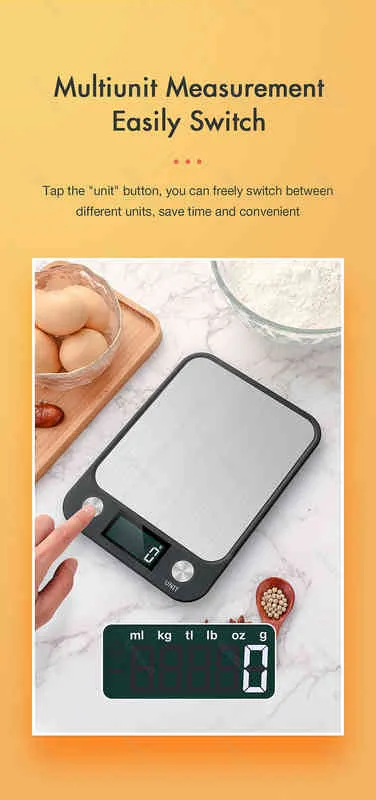 Digitale Küchenwaage, 22 lb/10 kg Lebensmittelwaage mit LCD-Display, Gewicht in Gramm und Unzen zum Kochen/Backen, 1 g/0,1 Unzen präzise Teilung 211221