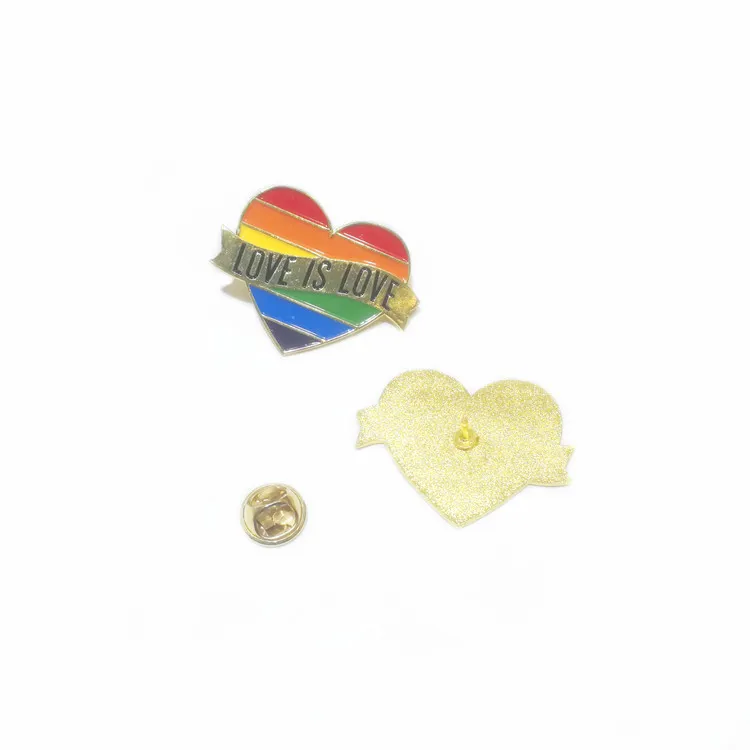 게이 프라이드 하트 레인보우 플래그 브로치 옷깃 핀 LGBT 핀 사랑은 사랑입니다 여성을위한 에나멜 핀 남성 쥬얼리 액세서리 선물