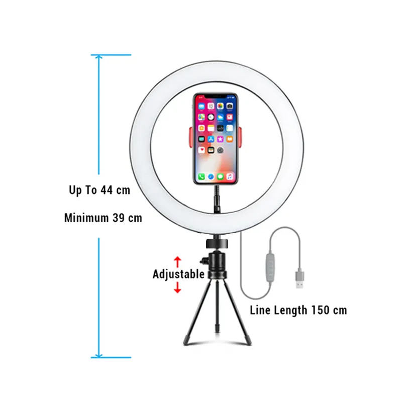 26 cm / 16 cm LED Halka Işık Dim Fotoğraf Aydınlatma Kamera Telefon Stüdyosu Selfie Halka Lamba Masa Tripodları için Makyaj Canlı Video