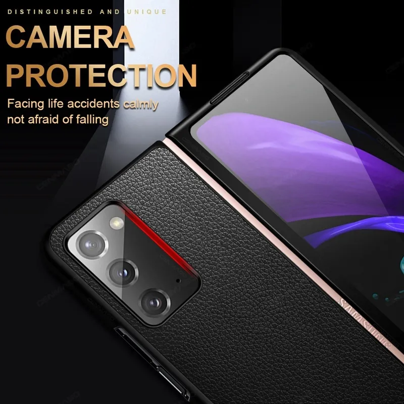 Hüllen für Samsung Galaxy Z Fold3 Fold2 Echtleder Hüllen Luxus Business Echtes Rindsleder Flip Cover für Samsung Z Fold 2 3