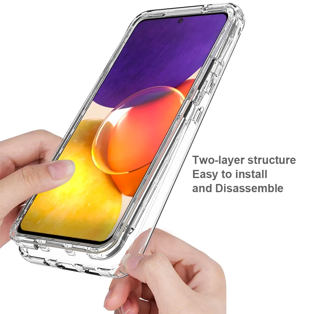 2 i 1 robusta rustning stötsäkra fall för Samsung Galaxy A82 5G Anti-Slip Soft TPU Bumper Hard PC Transparent akrylbackskydd