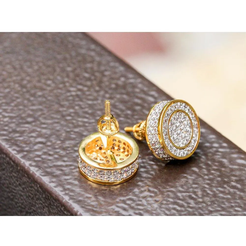 12mm Buzlu Out Bling CZ Yuvarlak Küpe Altın Gümüş Renkli Kaplama Küpe Vidalı Moda Hip Hop Takı Pl9TK2945