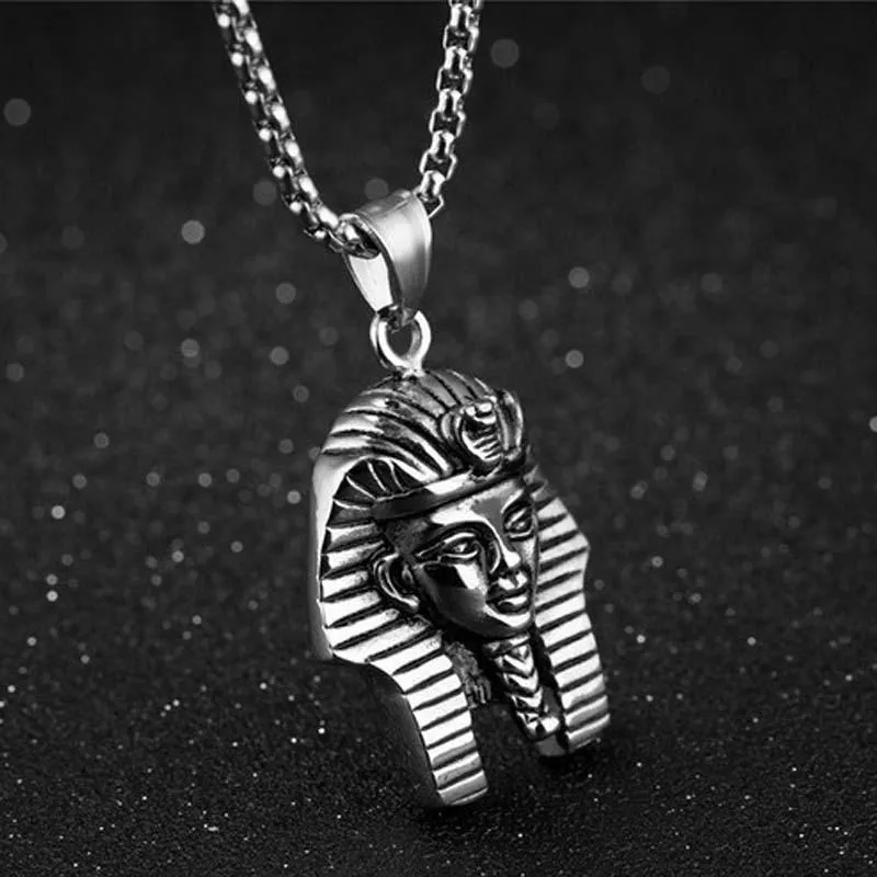 Цепи мужские хип-хоп из нержавеющей стали голова египетского фараона кулон ожерелья цепи панк Jewelry259q