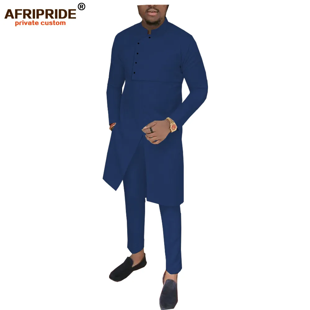 African Men Clothing 2 -delige set Dashiki Coats Jacket Ankara broek pak tribal tracksuit zak pocket wax Afripride A1916035 201109