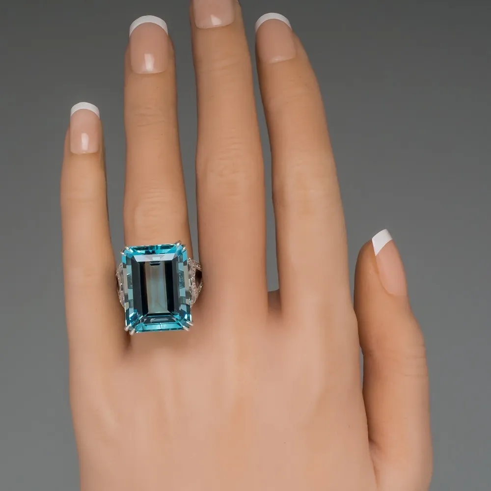 Cor prata 925 princesa mar azul topázio diamante quadrado pedra preciosa bizuteria anillo 925 jóias para mulheres sapphire anel box y1124