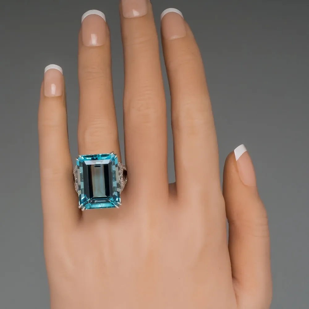 Silber Farbe 925 Princess Sea Blue Topas Diamant Ring Quadrat Edelstein Bizuteria Anillo 925 Schmuck für Frauen Saphir Ring Box Y1124