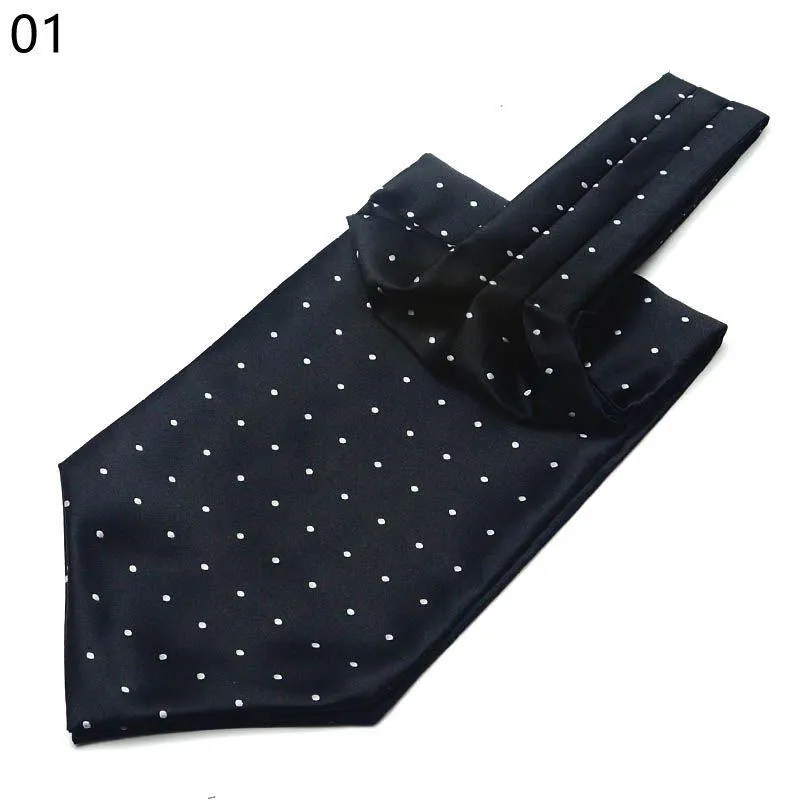 NECKINES MĘŻCZYZNA VINTAGE Polka Dot Wedding Formal Cravat Ascot Self British Style Gentleman Polyester Silk Paisley Tie Suit241g