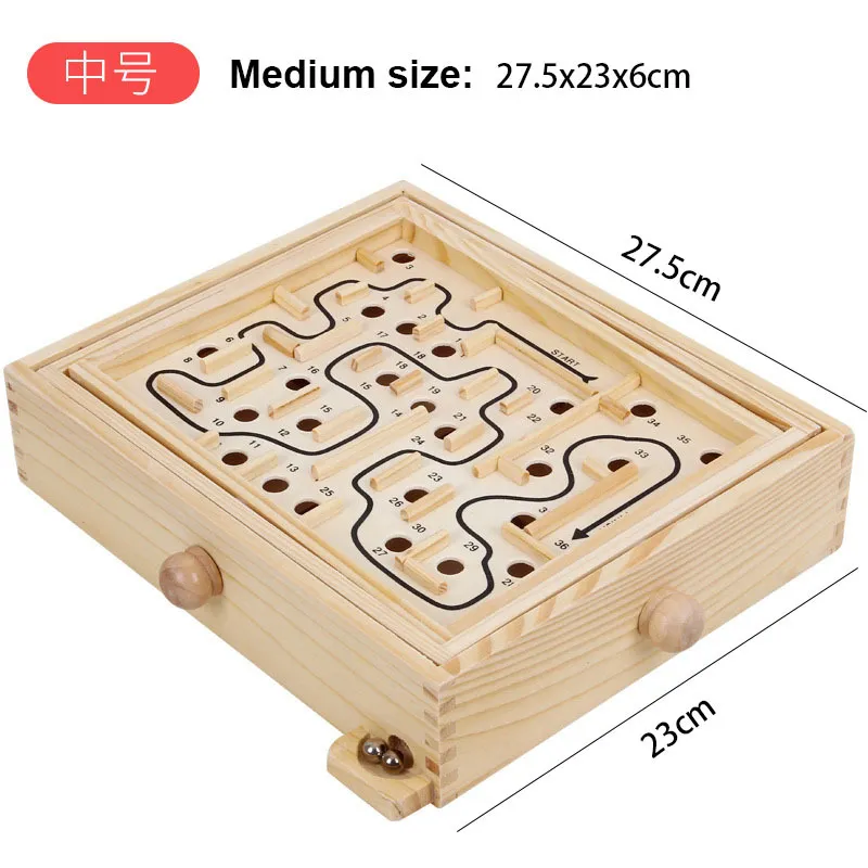 Laberinto de bolas magnéticas 3D de madera, rompecabezas de juguete, caja de madera, juego de mano cerebral divertido, desafío, equilibrio, juguetes educativos para niños y adultos 208589404