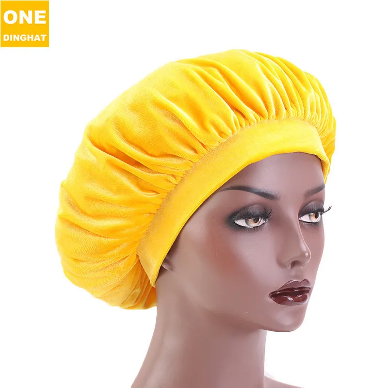 Gorro de dormir de ala ancha y alta elasticidad de terciopelo, gorro de dormir, gorro de quimioterapia para mujer, gorro para el cuidado del cabello, gorros de mujer para el verano