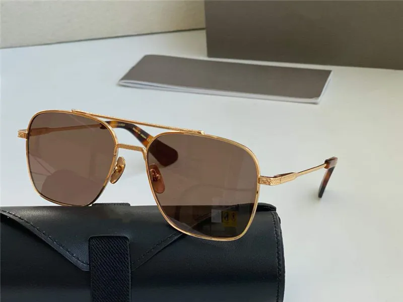 New Fight 007 인기있는 Symeta Sunglasses 남자 골드 레트로 스퀘어 프레임 패션 패션 아방가르드 스타일 최고의 품질 UV 400 렌즈 안경 송신 254b