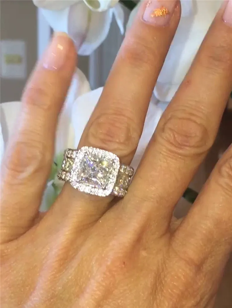 Винтажное кольцо для влюбленных с бриллиантом 3 карата, стерлинговое серебро 925 пробы, обручальное кольцо для женщин и мужчин, ювелирные изделия на палец Gift240V