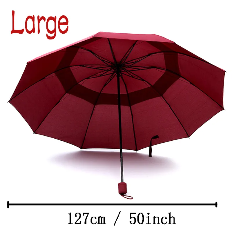النساء الكبيرات القابلة للطي مظلة المطر رجال مزدوج طبقة كبيرة سفر مقاوم للماء باراسول ل 3-4 أشخاص 125 سم قطرها 220426