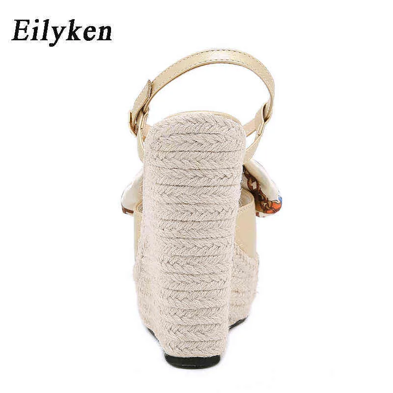Сандалии Eillken дизайн соломенной веревки ткачество толстые днисы обувь для женщин мода открытые пальцы лодыжки пряжки платформа сандалии на платформе 220310