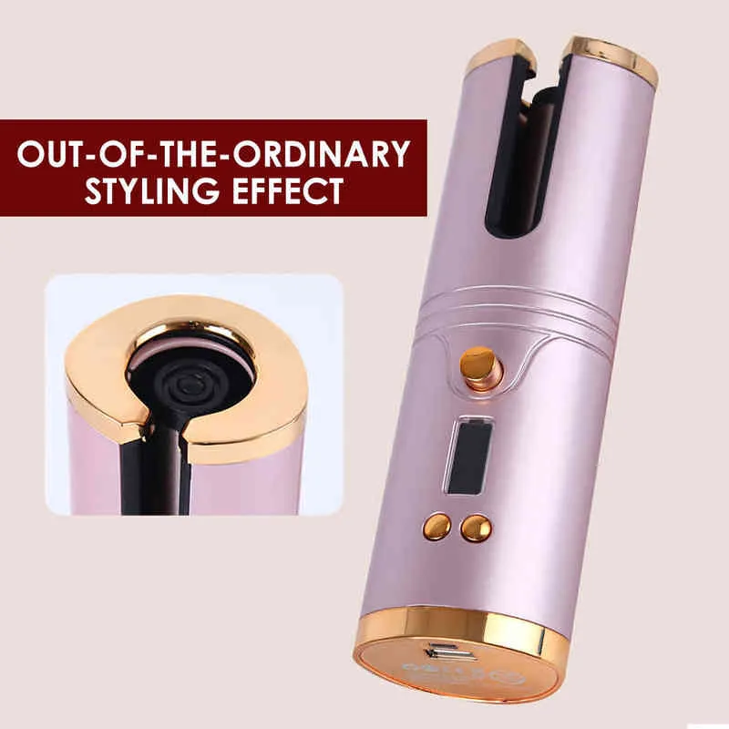 Hair Curler Automatic Wireless Corrugation for Iron Curl Waves Ceramic Curly Rotating Styler1 Women Electric Tool 220304
