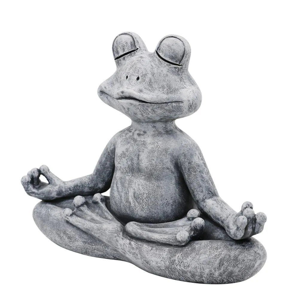 Goodeco Garden Frog Figurhart Zen Yoga Groda Jardin Staty Garden Dekoration Utomhus Skulptur Heminredning Inomhus Ornament T200710
