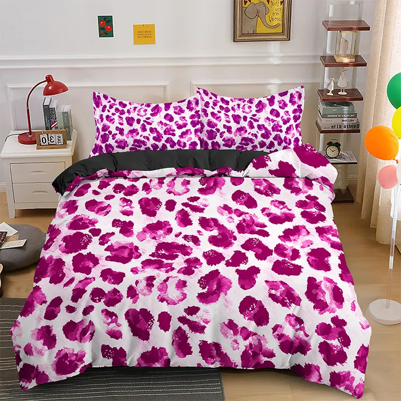 Leoparden-Drucken Bettwäsche-Set-Bettdecke für Kinder Teenager Erwachsene Quiltzescher Bettdecke mit Kissenbezug 220222