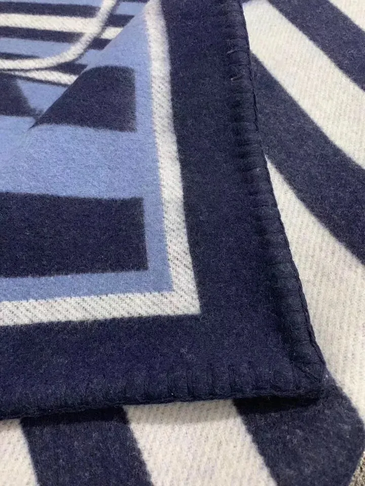 Cobertor de inverno macio e grosso, cachecol de lã de boa qualidade, padrão de cavalo azul, cobertor fashion, tamanho grande, grosso, 2993
