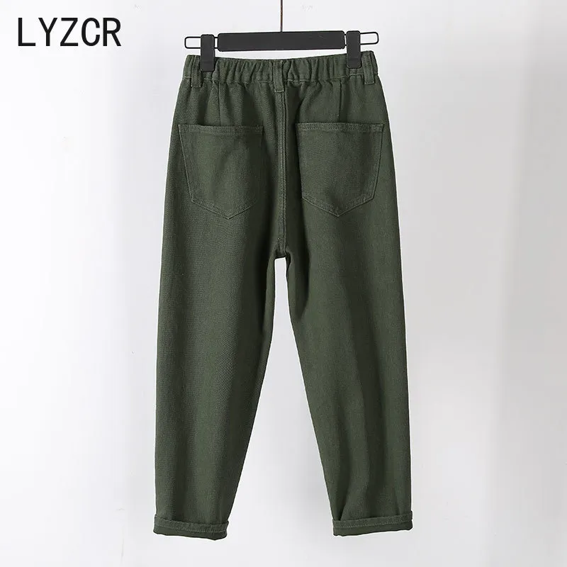 LYCZR Harem Vintage Pantalons Loose Boyfriends pour femmes Maman Taille haute Jeans Femme Femme Automne 201223
