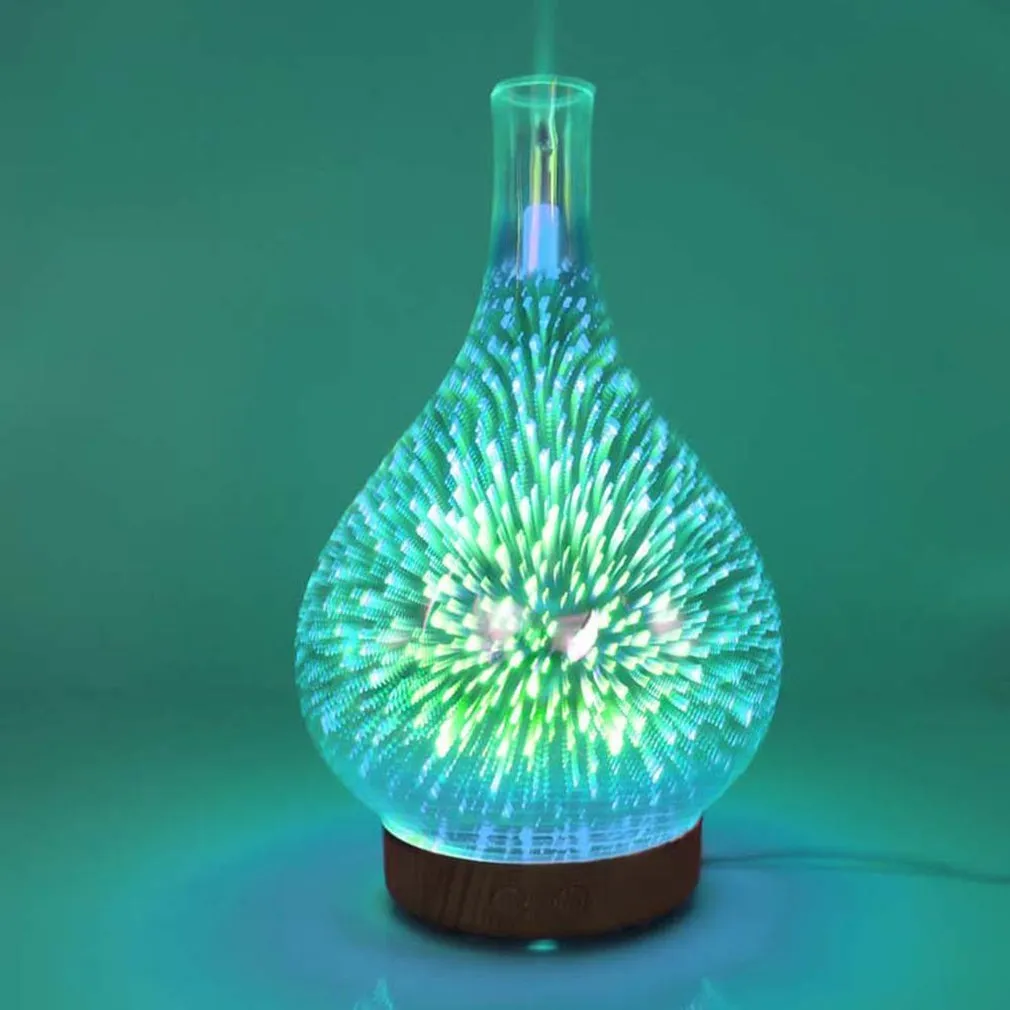 3D001 Mini LED Air Purifier 1000ML Ultra Humidifier Fireworks Design Colorful Light Essential Oil Y200416