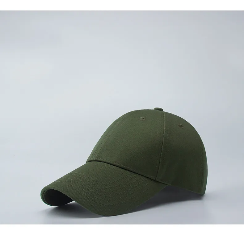 アーミーグリーン野球帽子屋外の女性サンハット学生軍事トレーニングスポーツ帽子の男性ソリッドカラービッグサイズペーキキャップ56-64cm 220224