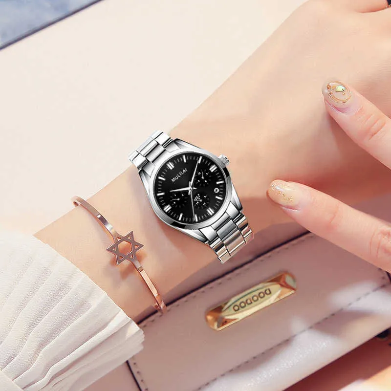 Montres pour femmes Top marque de luxe japon mouvement Quartz acier inoxydable bande cadran blanc étanche eau montres poignet Relogio femme