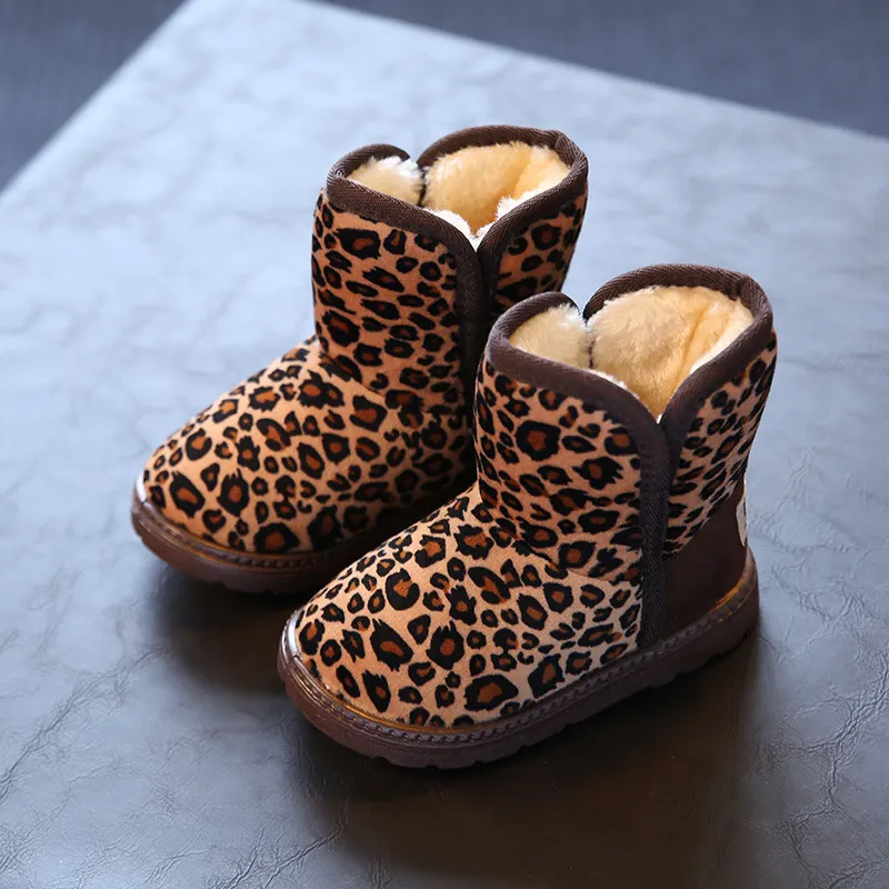 Buty mody dzieci dzieci dzieci chłopcy lamparta zima ciepłe krótkie buty swobodne buty dla dzieci butów upuszcza LJ201201