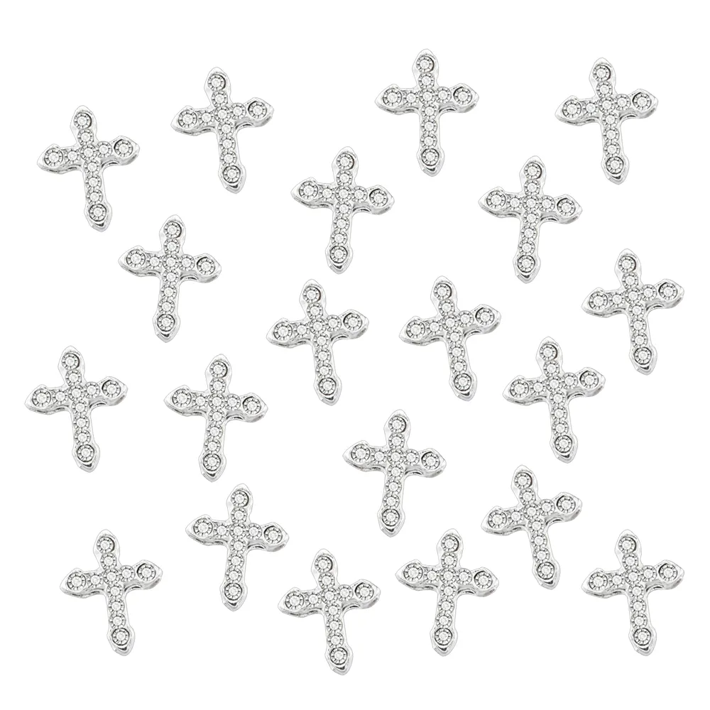 Classic Full Glitter Rhinestones Cross 3d Nail Charms /pack Alloy Nail Art Decorations Nails Tools
