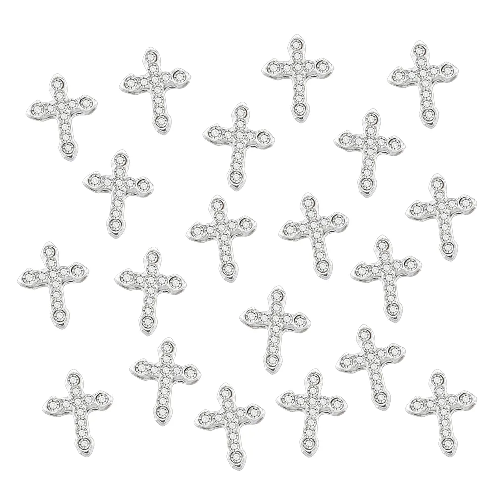 10 st Classic Full Glitter Rhinestones Cross 3D Nail Charms / Pack Alloy Nail Art Decorations Nails Tools