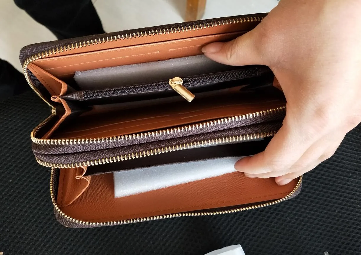 Low whole 2021 Whole classic standard wallet men women long purse money bag double zipper pouch coin pocket note compartme325Z