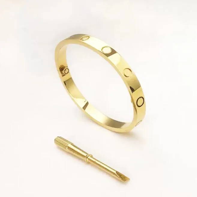 Top Quality Women Designer Bangles With Screwdriver 16 19 21 CM Love Stainless Steel Gold Pated Luxury Style Couple Brace2501