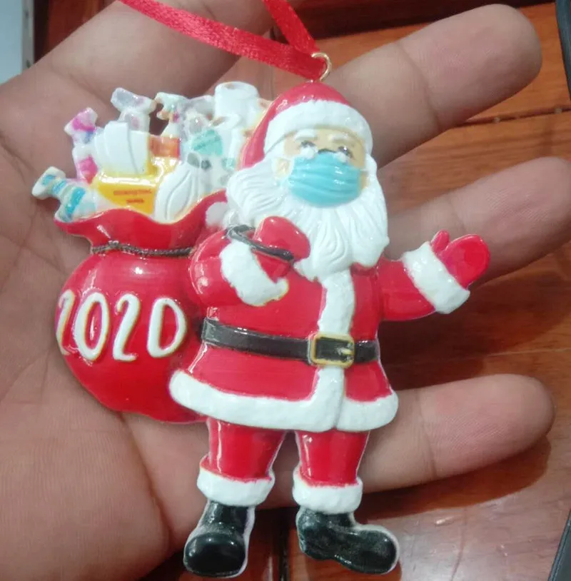 Quarentine Decoração de Natal Resina Ornamento de árvore de Natal Pandemic Partido Social Distanciando Santa Claus Atacado