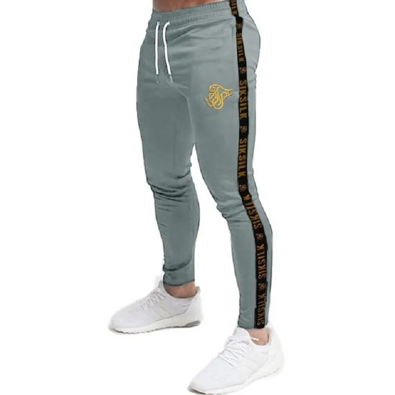 Homens corredores casuais calças fitness homens seda seda sportswear skinny siksilk tracksuit calça calças Sik Silk track calça 1120