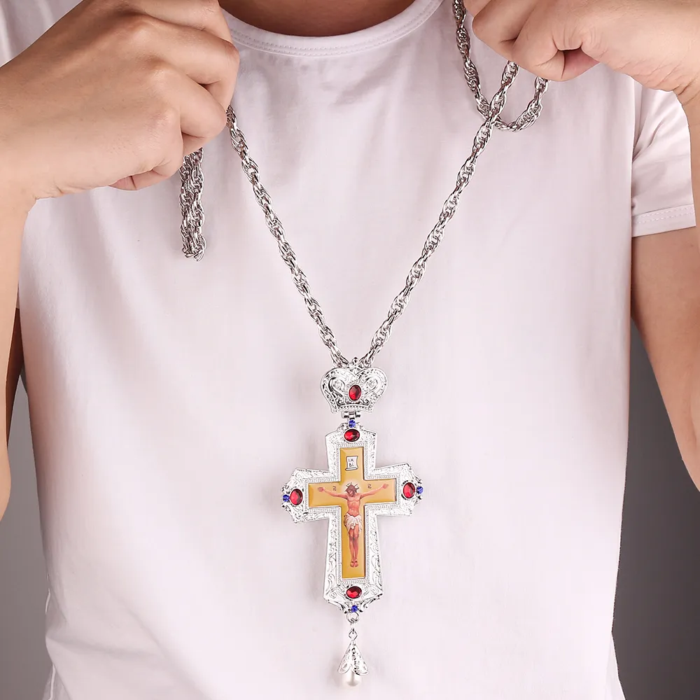 イエスの胸のクロス胸部正統派教会十字宗教アイコンビザンチン芸術司祭のための聖十字Y1220290E