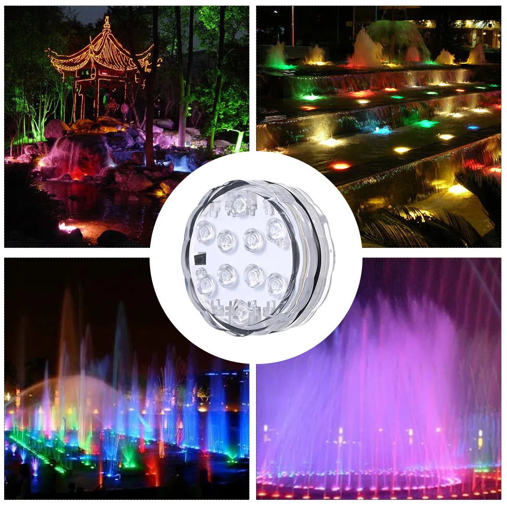 10 LED LED LIGHT SUMSERSIBILE SUBBLEATRO IN MULTIO MULticolore Multicolor Rium Diving Remote Control Lampada Y200917