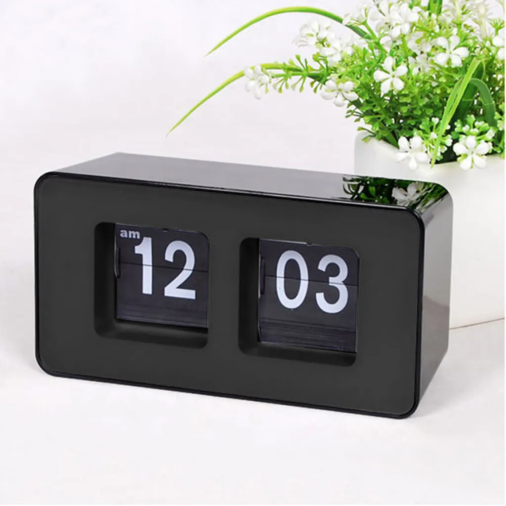 Otomatik çevirme Saat masası Flip Dahili Dişli İşletme Şık Modern Masa Duvar Dijital Saat Ev Dekoru Yeni Bırak LJ201211245U