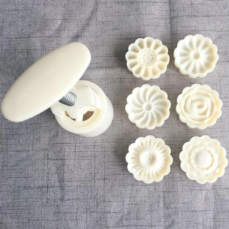 50g 3D 문 케이크 곰팡이 DIY Mooncake 장식 주방에 대 한 12 우표와 함께 제빵 도구 수 제 디저트 T200703