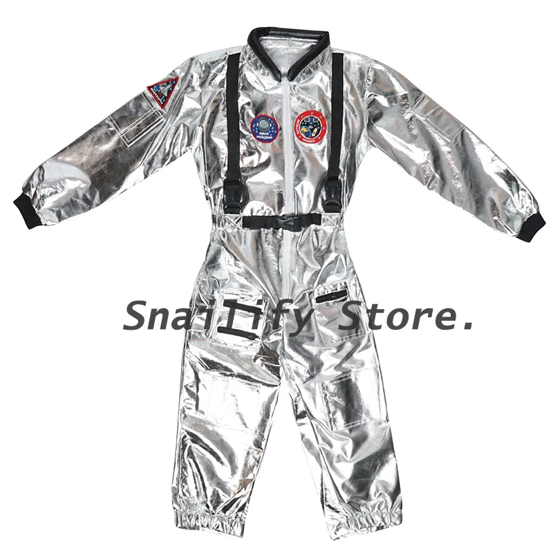 SNAILIFY Argent Spaceman Combinaison Garçons Costume D'astronaute Pour Enfants Halloween Cosplay Enfants Pilote Carnaval Fête Fantaisie Robe LJ200930