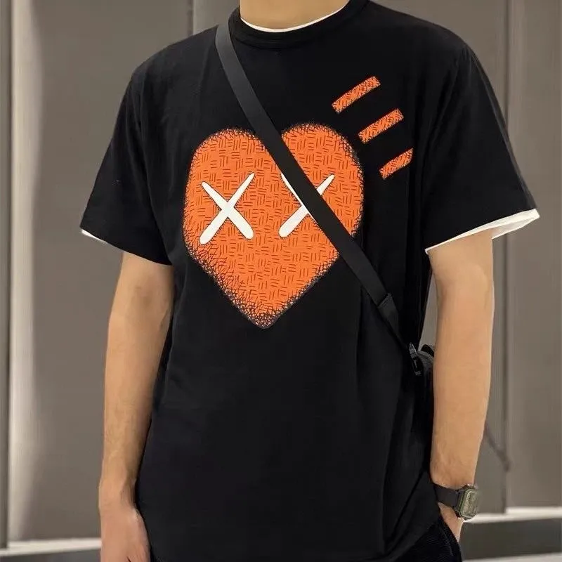 남성과 여자 티셔츠 인간의 만든 심장 인쇄 코튼 짧은 소매 티셔츠