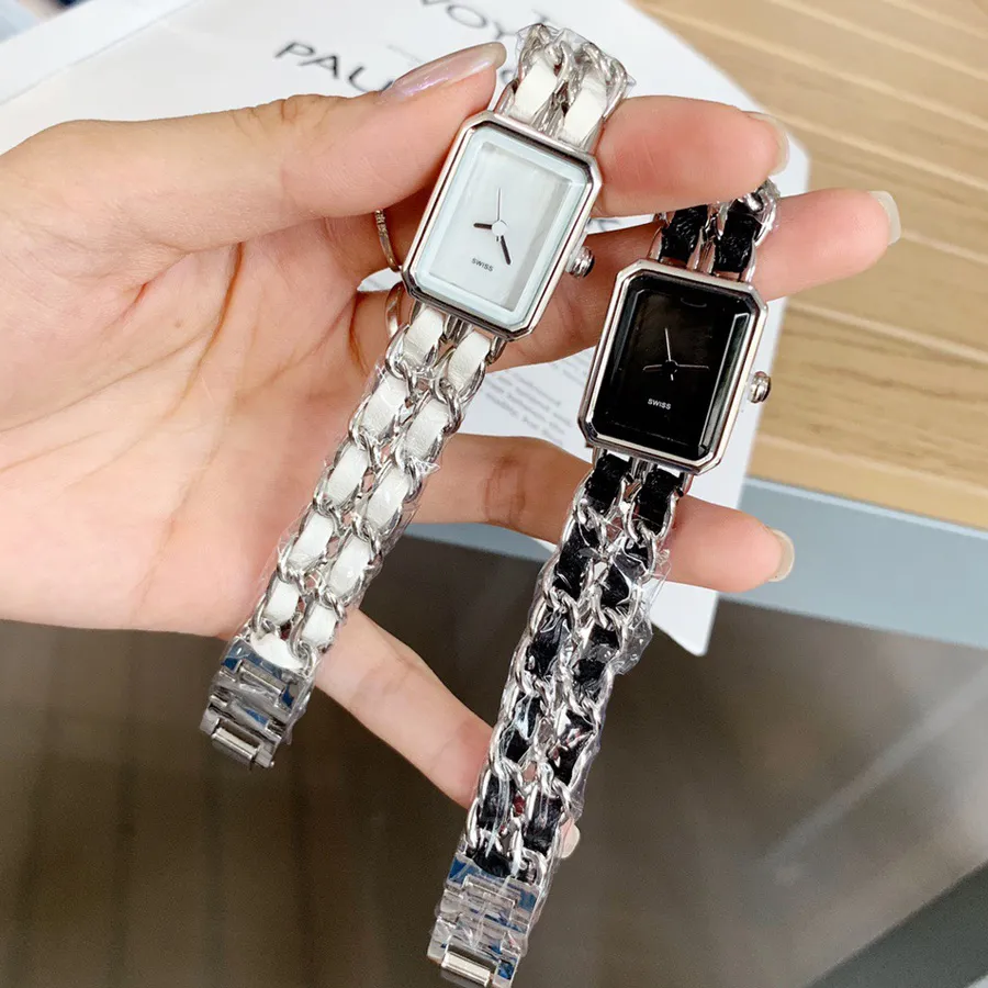 Montre-bracelet de marque complète pour femmes, Style rectangulaire, luxe avec Logo, bracelet en acier et métal, horloge à Quartz CH39