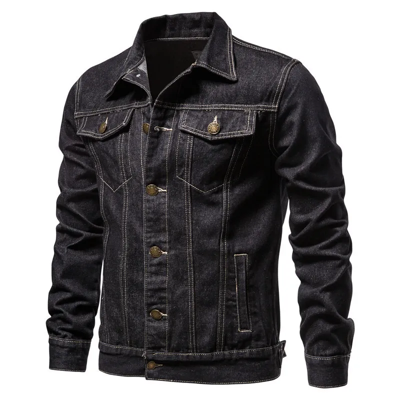 Herrjackor denim jacka män mode motorcykel jeans jackor män kausal överdimensionerad bomull casual svart blå denim jacka man ytterkläder kappa 220826